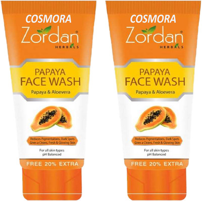 COSMORA ZORDAN PAPAYA FACEWASH FOR REDUCE PIGMENTAION & DARK SPOTS REMOVES PACK OF - 120ml x 2 Face Wash(240 ml)