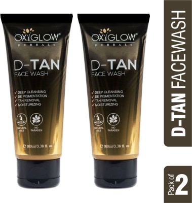 OXYGLOW D-TAN ,Tan Removal,Glowing Skin,Deep Cleansing,Moisturizing & Nourishes Pack 2 Face Wash(200 g)