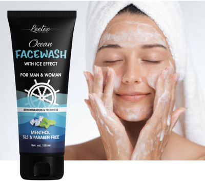 LEETEE Ocean Ice Cool Facewash for Oily Skin | Deep Pore Cleanser with Menthol | 100ml Face Wash(100 ml)