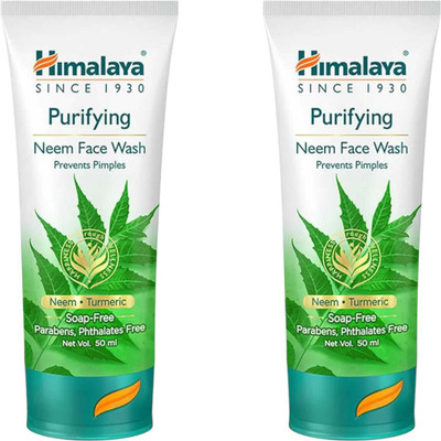 Himalaya Herbals NEEM | PREVENTS PIMPLE | TURMERIC  50 ML PACK 2 Face Wash(100 ml)