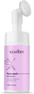 XEAMUSY Vitamin C Foaming Face wash with In- Built Face Brush, Gently Cleanses, Hydrates & Reduces Dark Spots, and Brightens skin Face Wash(150 ml)