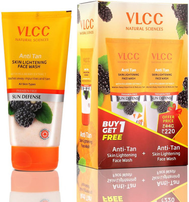 VLCC Anti Tan Skin Lightening  with Mulberry Extract-150Ml Pack of 2 Face Wash(300 ml)