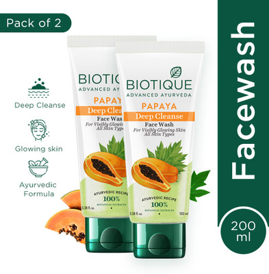 BIOTIQUE Papaya Deep Cleanse For Glowing Skin  Tan removal and Brightening Face Wash(200 ml)