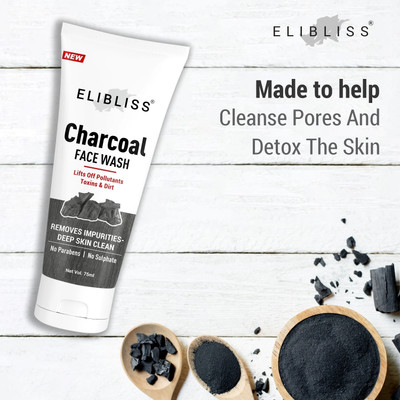 ELIBLISS Activated Charcoal Skin Purifying | Deep Detox  Face Wash(75 ml)