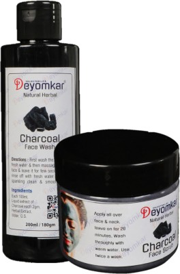 deyomkar Natural Herbal Charcol Facewash And Charcol Scrub Face Wash(200 ml)