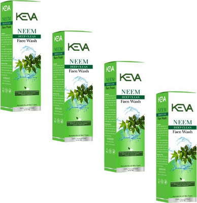 KEVA Organic Neem Facewash Concentrate|Anti Acne Deep Cleansing|  Pack of 4 Face Wash(400 g)