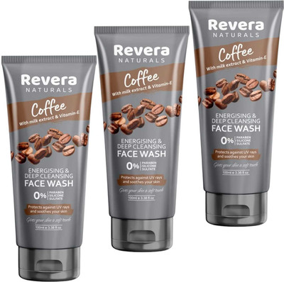 Revera COFFEE FACEWASH FOR DEPP CLEANSHING & SOOTHES SKIN PACK OF 100ml x 3 Face Wash(300 ml)