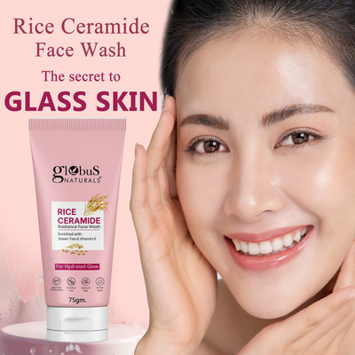 Globus Naturals Korean Glass Skin Rice Ceramide For Skin Brightening Men & Women All Skin Types  Face Wash(75 g)