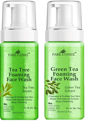 PARK DANIEL Tea Tree & Green Tea Foaming  - Deep Cleansing Pack of 2 150 ML(300 ML) Face Wash(300 ml)