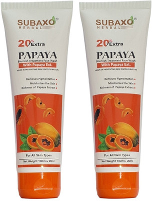 Subaxo Herbal Papaya  2 Pc Each 120 ml Face Wash(240 ml)