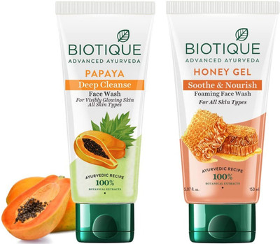 BIOTIQUE Papaya 150ml & Honey 150ml Facewash Set of 2 Face Wash(300 ml)