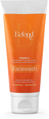 Befond Facewash with Vitamin C Niacinamide Cucumber Extract Hyaluronic Acid and Ceramides Brighten, Hydrate, and Combat Pigmentation for All Skin Type Face Wash(100 ml)