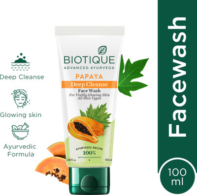 BIOTIQUE Papaya Deep Cleanse For Glowing Skin| All Skin Types| Men & Women Face Wash(100 ml)
