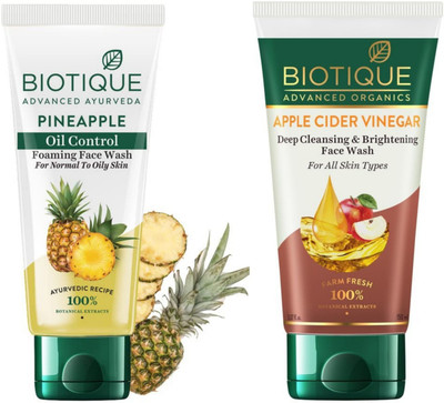 BIOTIQUE Pineapple 150ml & Apple Cider 150ml Facewash Set of 2 Face Wash(300 ml)