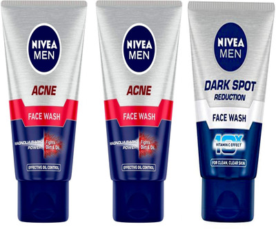NIVEA 2pc Acne 50gm & 1pc Dark Spot 50gm Fw Set of 3 Face Wash(150 ml)