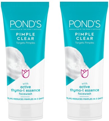 POND's Pimple Clear, Facewash, 100G, For Glowing Skin, With Active Thymo-T Essence Formula (Pack of 2) Face Wash(200 g)