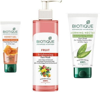 BIOTIQUE  - Honey Gel 50 ML , Fruit 200 ML & Morning Nectar 150 ML Face Wash(400 ml)