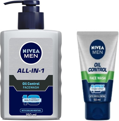 NIVEA All-in-1 Oil Control -150ml & Oil Control - 50ml (Pack of 2) Face Wash(200 ml)