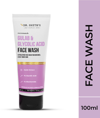 Dr. Sheth’s Gulab & Glycolic Acid Facewash for Deep Cleansing & Even-toned Skin Face Wash(100 g)