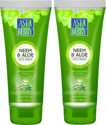 ASTABERRY Neem & Aloe  100ML (PACK OF 2) Face Wash(200 ml)