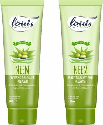 Louis herbals NEEM PURIFYING & ANTI ACNE FACE WASH Pack of 2 x 100 gm Face Wash(200 g)