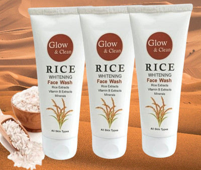 Deeparth Whitening with Rice Water Glow & Clean, 100 ml x 3 Bottles  Face Wash(100 ml)