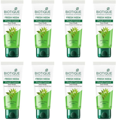 BIOTIQUE Fresh Neem Pimple Control - 50ml (Pack of 8) Face Wash(400 ml)