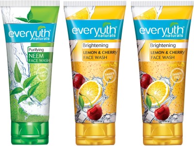 Everyuth Naturals purifying neem 50g 1pc & brightening lemon 50g 2pc Face Wash(150 g)