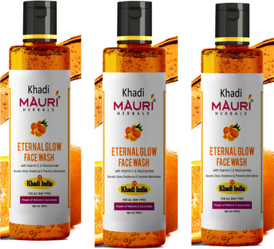 Khadi Mauri Herbal Eternal Glow Facewash with Vitamin C & Niacinamide. Boosts Glow & Radiance. For all skin types Face Wash(300 ml)