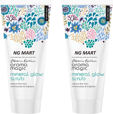 NG MART AROMA MAGIC MINERAL GLOW SCRUB FOR REMOVES PIGMENTAION ,ACNE & GIVES GLOWING SKIN PACK OF - 100mlx 2 Face Wash(200 ml)
