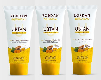 ZORDAN Botanical Ubtan Natural  for Dry Skin with Turmeric & Saffron for Tan removal and Skin brightning 100 ml + 100 ml + 100 ml- SLS & Paraben Free Face Wash(300 ml)