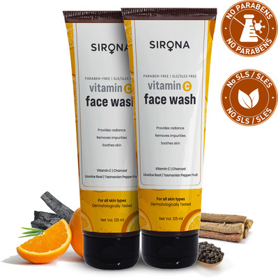 SIRONA SLS Free Skin Brightening, Deep Cleansead & Radiant Skin Vitamin C Face Wash(250 ml)