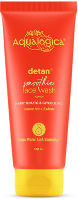 Aqualogica Detan+ Smoothie Facewash with Cherry Tomato & Glycolic Acid | Facial Cleanser | Gently Cleanses & Reduces Tan Face Wash(100 ml)
