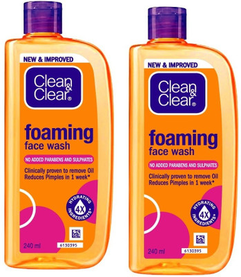 Clean and Clear Foaming Facewash for Oily Skin, Brown Foaming Facewash for Oily Skin, Brown 2x240ml Face Wash(480 ml)