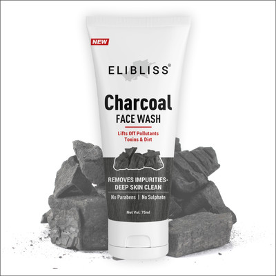 ELIBLISS Activated Charcoal GEL Removing Impurities - No Parabens Tube  Face Wash(75 ml)