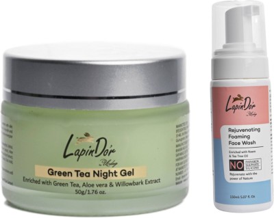 LapinD'or Green Tea Night Gel and Rejuvenating  Combo | Skin Hydration & Renewal Face Wash(200 g)