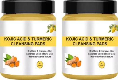 POMORA Kojic Acid & Turmeric Cleansing Pads (50Pads*2Box)| Brighten & Energizes Skin Face Wash(100 g)