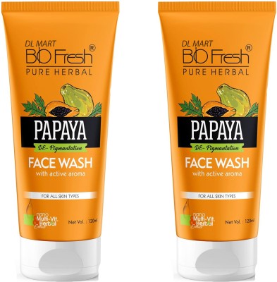 DL MART Papaya , Radiant Glowing. Moisturizing, Brightening, Anti-Ageing PACK OF 2 Face Wash(240 ml)