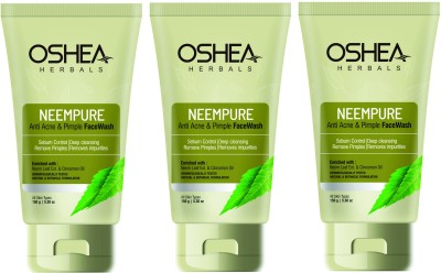 Oshea Herbals Neempure Anti Acne & Pimple  Pack of 3 x 150grams Face Wash(450 g)