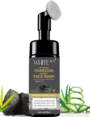 white bon Activated Charcoal Foaming with Built-In Face Brush for deep cleansing, Anti-Pollution, oil control - No Parabens, Sulphate, Silicones Face Wash(150 ml)