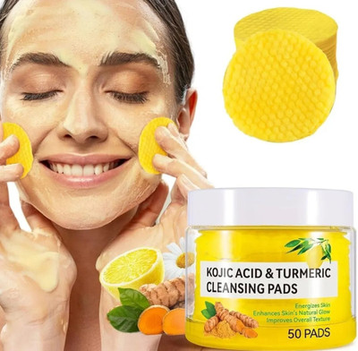 Dyegim Kojic Acid and Turmeric Cleansing Pads for skin face wash pack 50 Pads Face Wash(100 g)