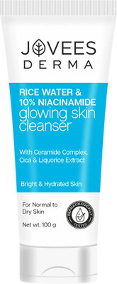 JOVEES Derma Rice Water & 10% Niacinamide Glowing Skin Cleanser | Brightens, Helps Fade Blemishes & Even Tone | Softens & Smoothens Skin | Gentle For All Skin Type | For Men & Women Face Wash(100 g)