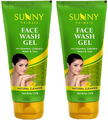 Sunny Herbals  Gel With Aloevera, Calendula, Neem & Tulsi ( Pack of 2) 110g X 2 Face Wash(220 g)