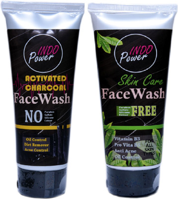 INDOPOWER DoO 199-ACTIVATED CHARCOAL FACEWASH 100g. + SKIN CARE FACE WASH 100g.(2 Items in the set)