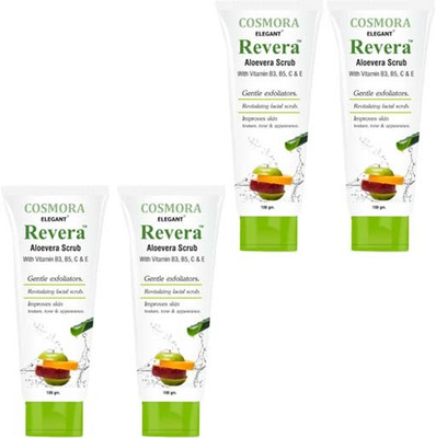 COSMORA REVERA ALOEVERA SCRUB FOR CLEANSING & BRIGHTER SKIN PACK OF - 4 Face Wash(400 g)