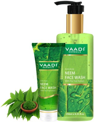 VAADI HERBALS Pack of 2 Anti-Acne Neem Facewash with Tea Tree Extract - 250 ml and 60 ml Face Wash(310 ml)