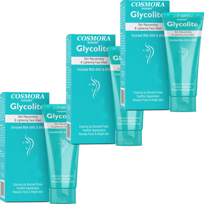 COSMORA GLYCOLITE ACNE FACEWASH FOR PIMPLES ,SPOTS & CLEANSING SKIN PACK OF - 3 Face Wash(180 g)
