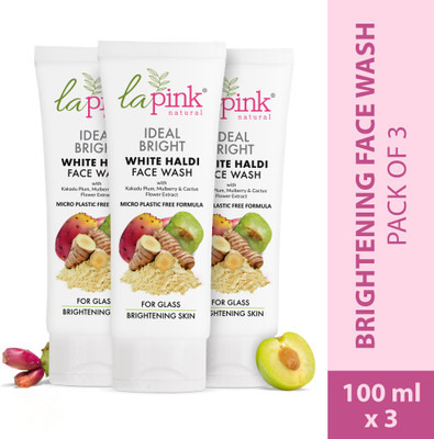 La Pink Ideal Bright  With White Haldi & Kakadu Plum for Brightened Glass Skin Pack of 3 Face Wash(100 ml)