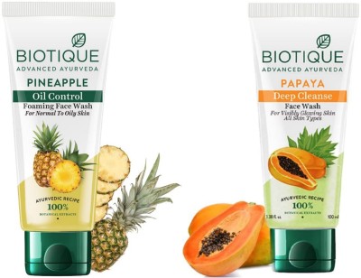 BIOTIQUE Pineapple & Papaya 100ml Facewash Set of 2 Face Wash(200 g)