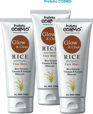 Prefetto COSMO Pack of 3 for Fresh Glow & Deep Clean Rice Face Wash(100 g)